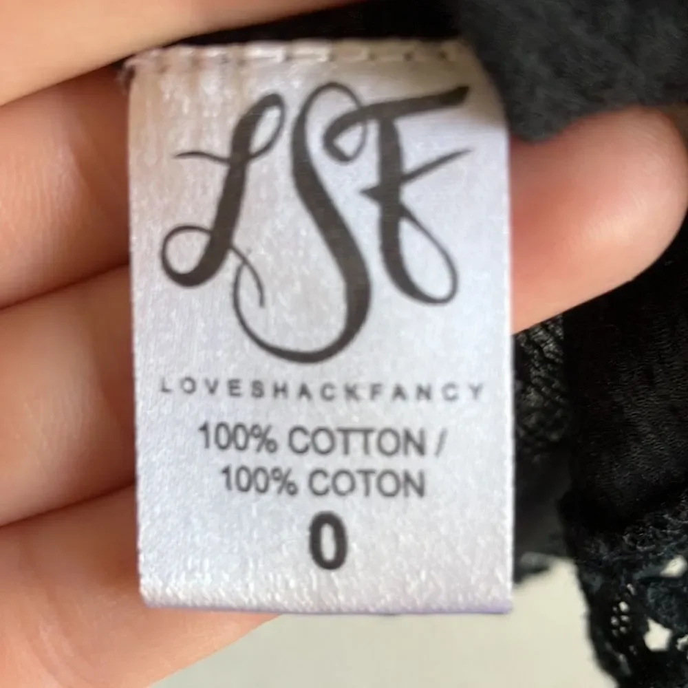 Love Shack Fancy • Black Cotton Crepe Gypsy Top Tassles Size 0 - Picture 4 of 6